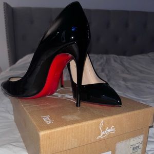 Christian Loubouton (Pigalle Follies 100) Black Patent leather Pump Size 36.5
